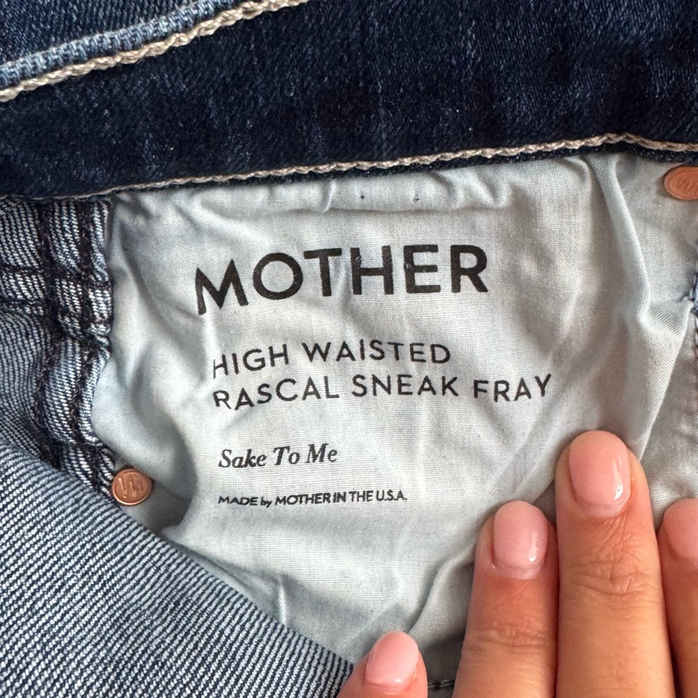 MOTHER High-Rise Straight Jeans in Dark Blue Denim - Picture 6 of 9